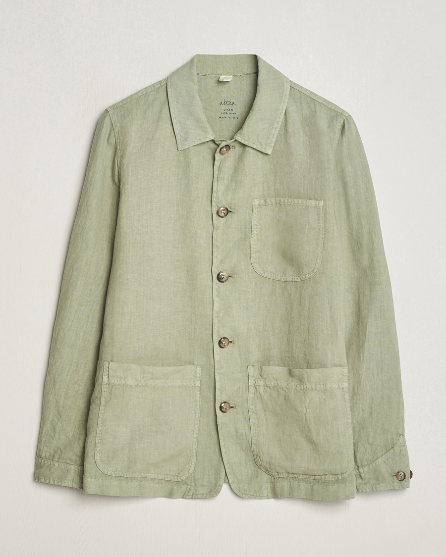 Herr | Skjortor | Altea | Linen Shirt Jacket Olive
