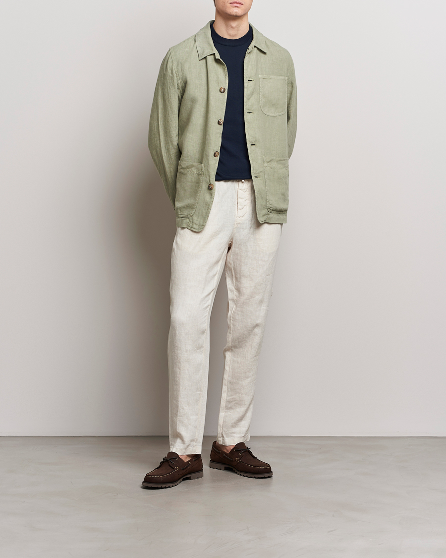 Herr | Skjortor | Altea | Linen Shirt Jacket Olive