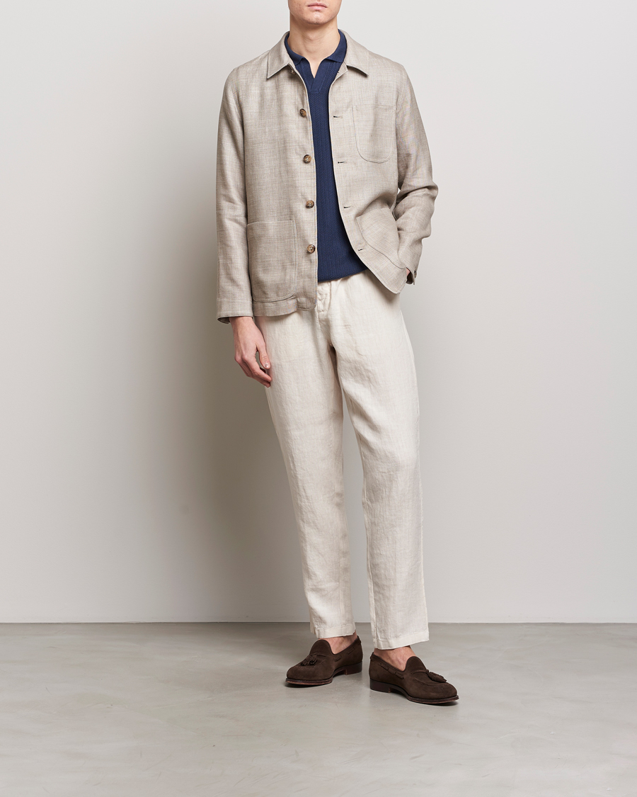 Herr | Byxor | Altea | Linen Drawstring Pants Beige