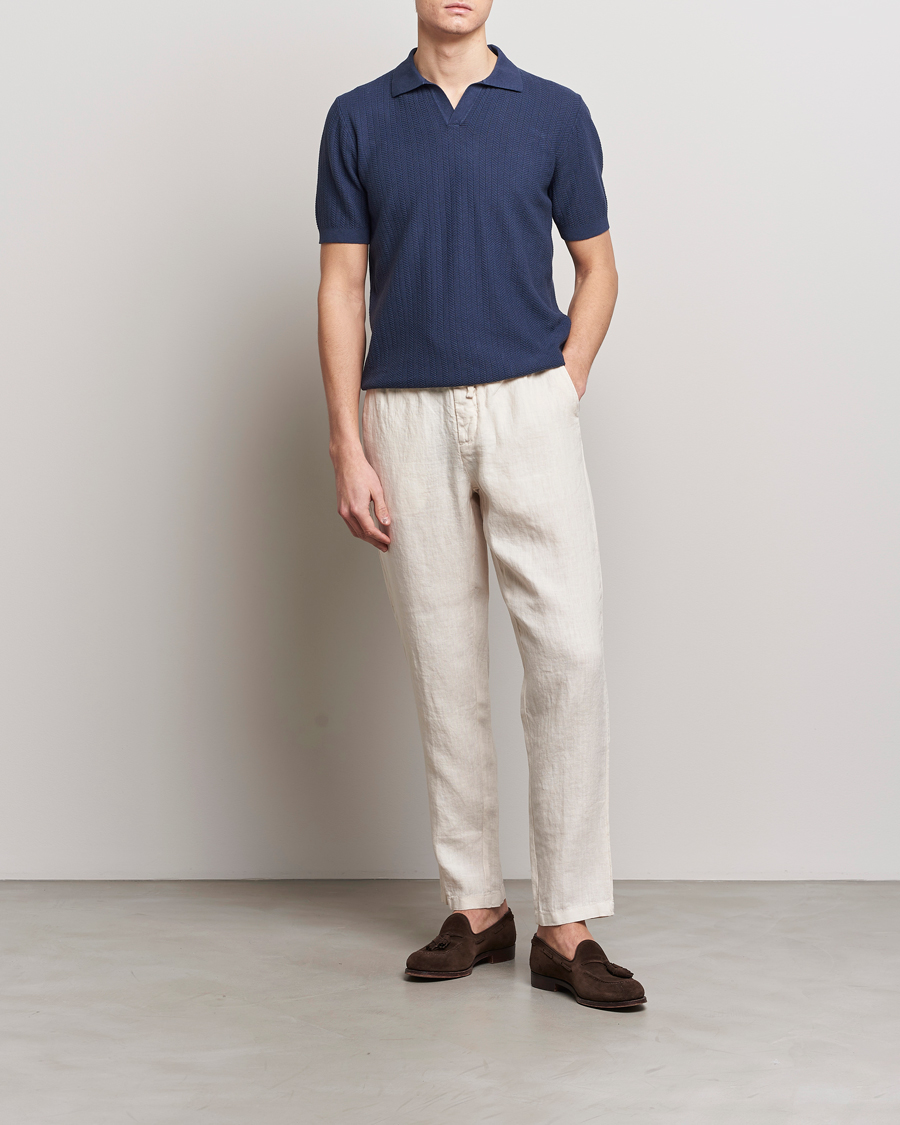 Herr | Pikéer | Altea | Knitted Chevron Polo Navy