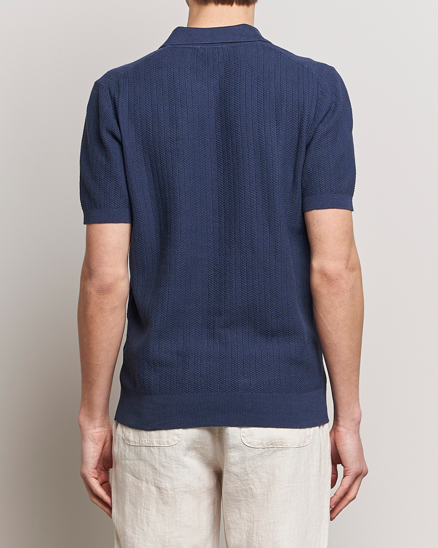 Herr | Pikéer | Altea | Knitted Chevron Polo Navy