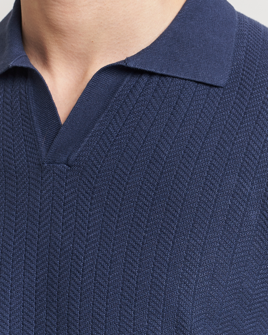 Herr | Pikéer | Altea | Knitted Chevron Polo Navy