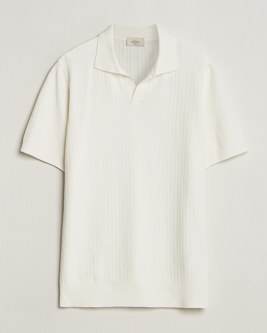 Herr |  | Altea | Knitted Chevron Polo Off White