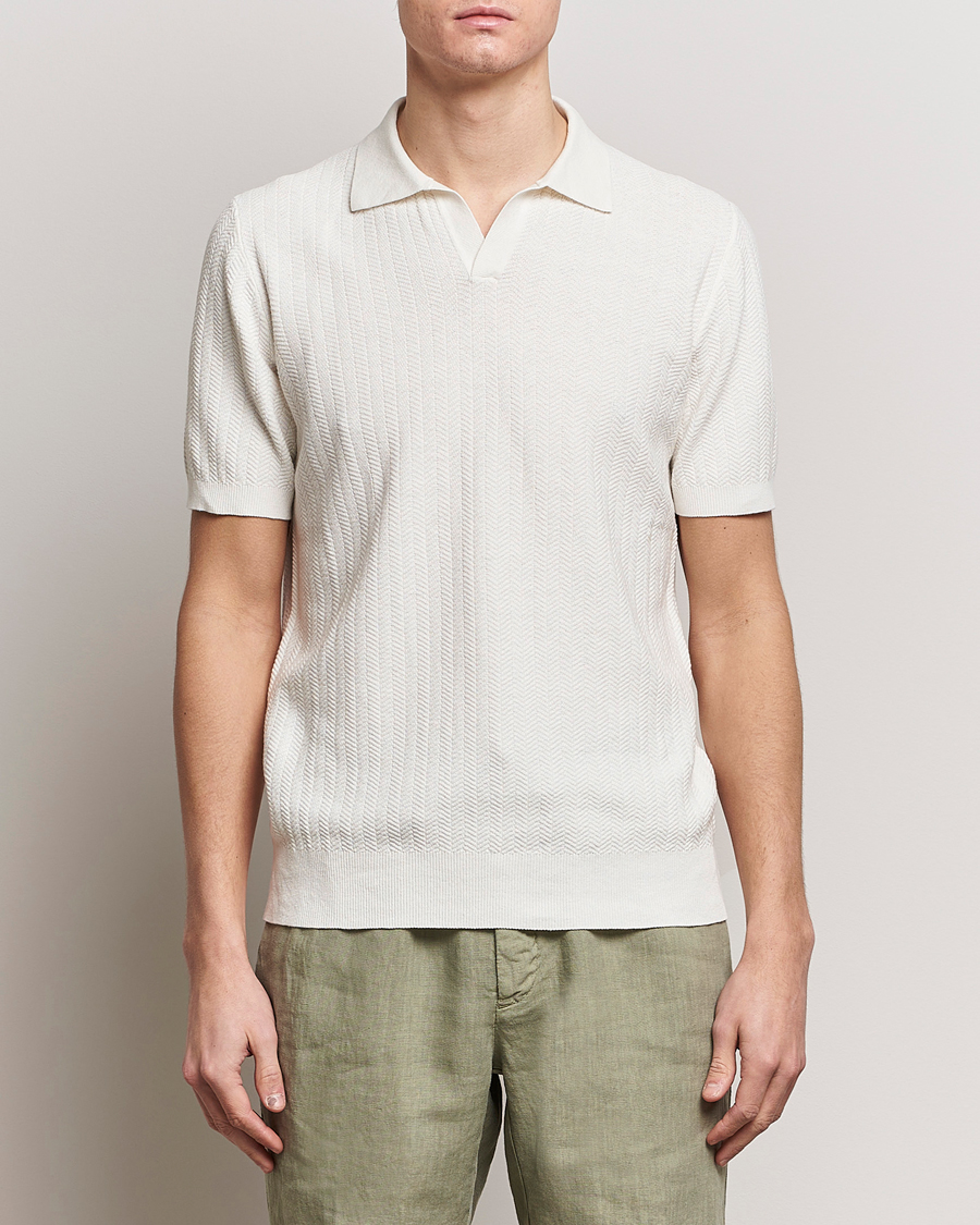 Herr | Italian Department | Altea | Knitted Chevron Polo Off White