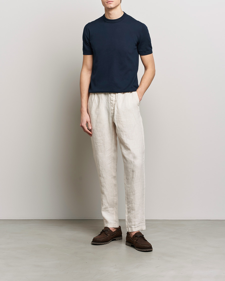 Herr | T-Shirts | Altea | Extrafine Cotton Knit T-Shirt Navy