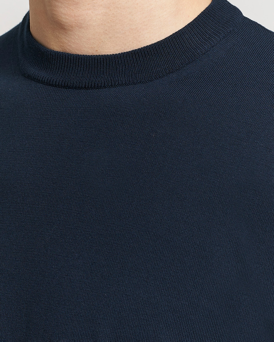 Herr | T-Shirts | Altea | Extrafine Cotton Knit T-Shirt Navy