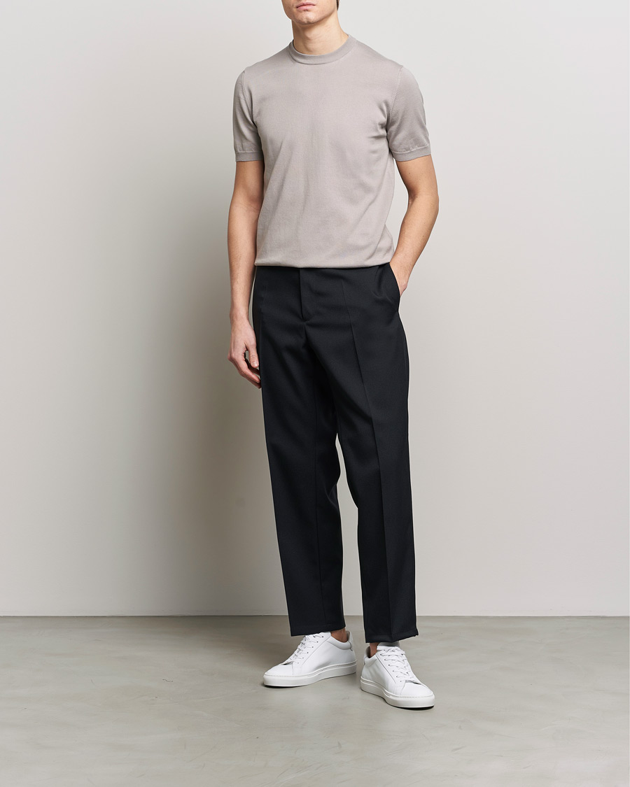 Herr | T-Shirts | Altea | Extrafine Cotton Knit T-Shirt Taupe