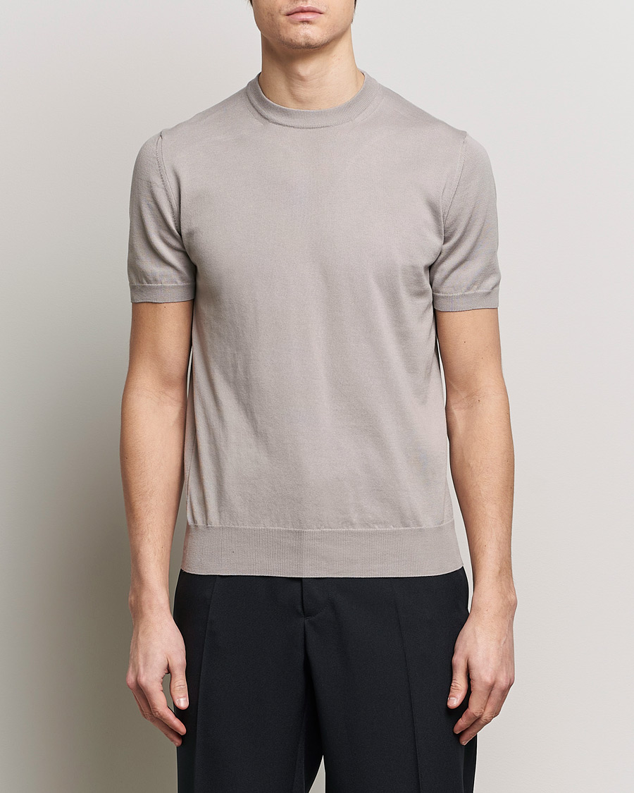 Herr | Avdelningar | Altea | Extrafine Cotton Knit T-Shirt Taupe