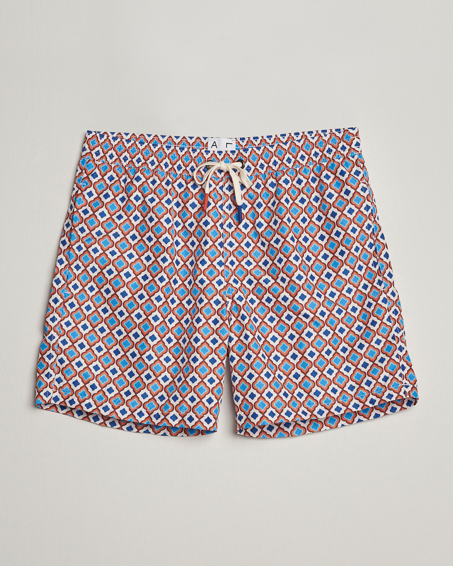 Herr | Badbyxor | Altea | Printed Swim Shorts Blue/Orange