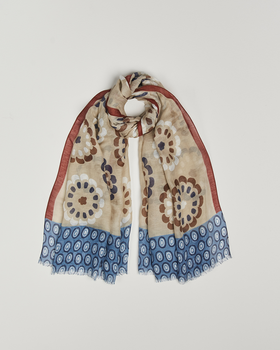 Herr |  | Altea | Printed Linen Scarf Beige/Burgundy