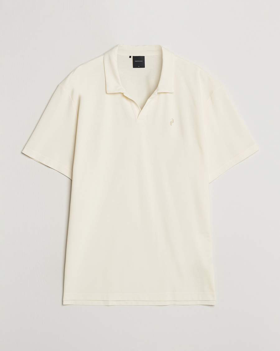 Herr | Pikéer | Peak Performance | Cotton Coolmax Open Collar Polo Vintage White