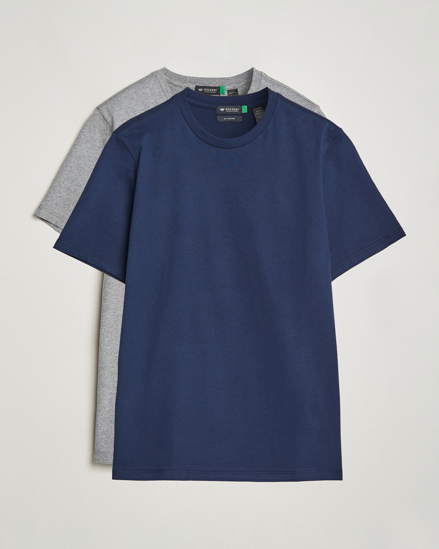 Herr | T-Shirts | Dockers | 2-Pack Cotton T-Shirt Navy/Grey