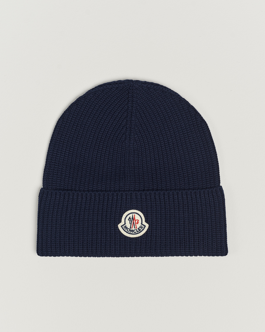 Herr | Moncler Ribbed Wool Beanie Navy | Moncler | Ribbed Wool Beanie Navy