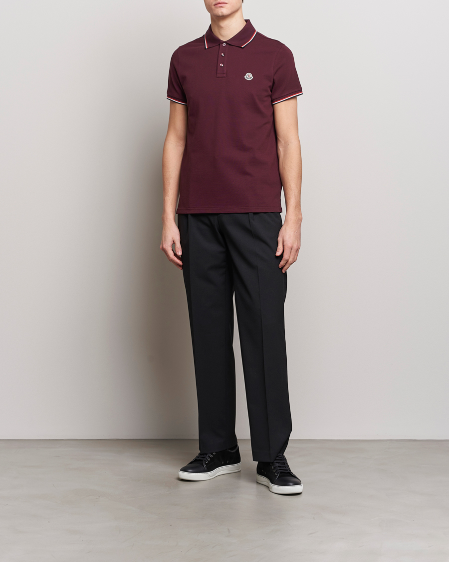 Herr | Pikéer | Moncler | Contrast Rib Polo Burgundy