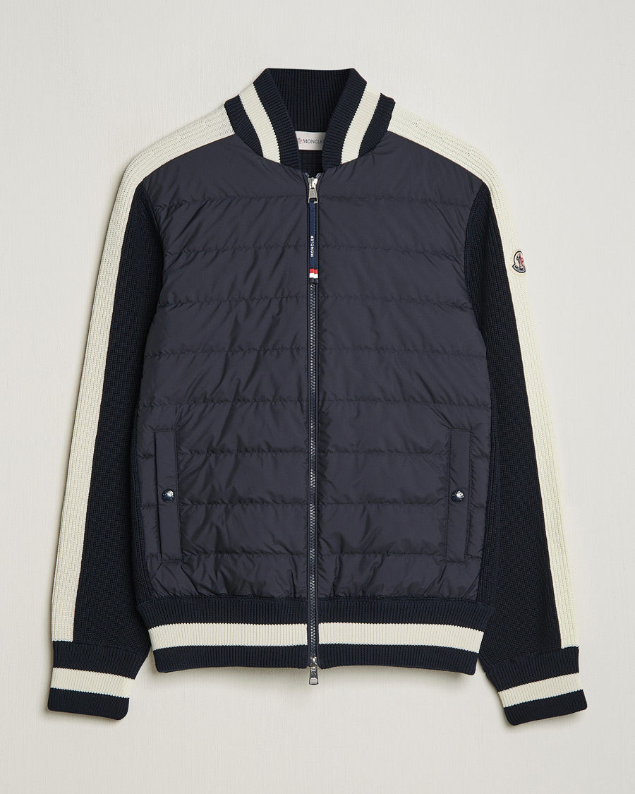 Herr | Tröjor | Moncler | Contrast Rib Padded Cardigan Navy