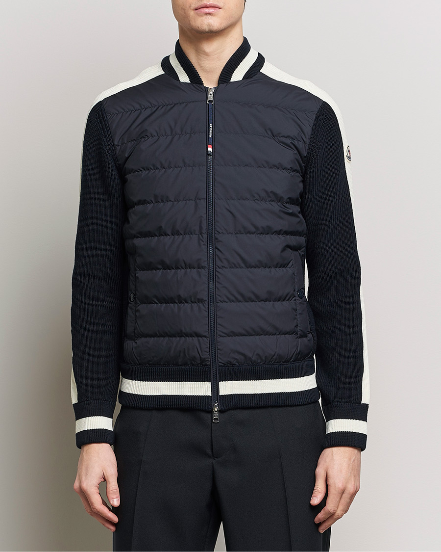 Herr | Tröjor | Moncler | Contrast Rib Padded Cardigan Navy