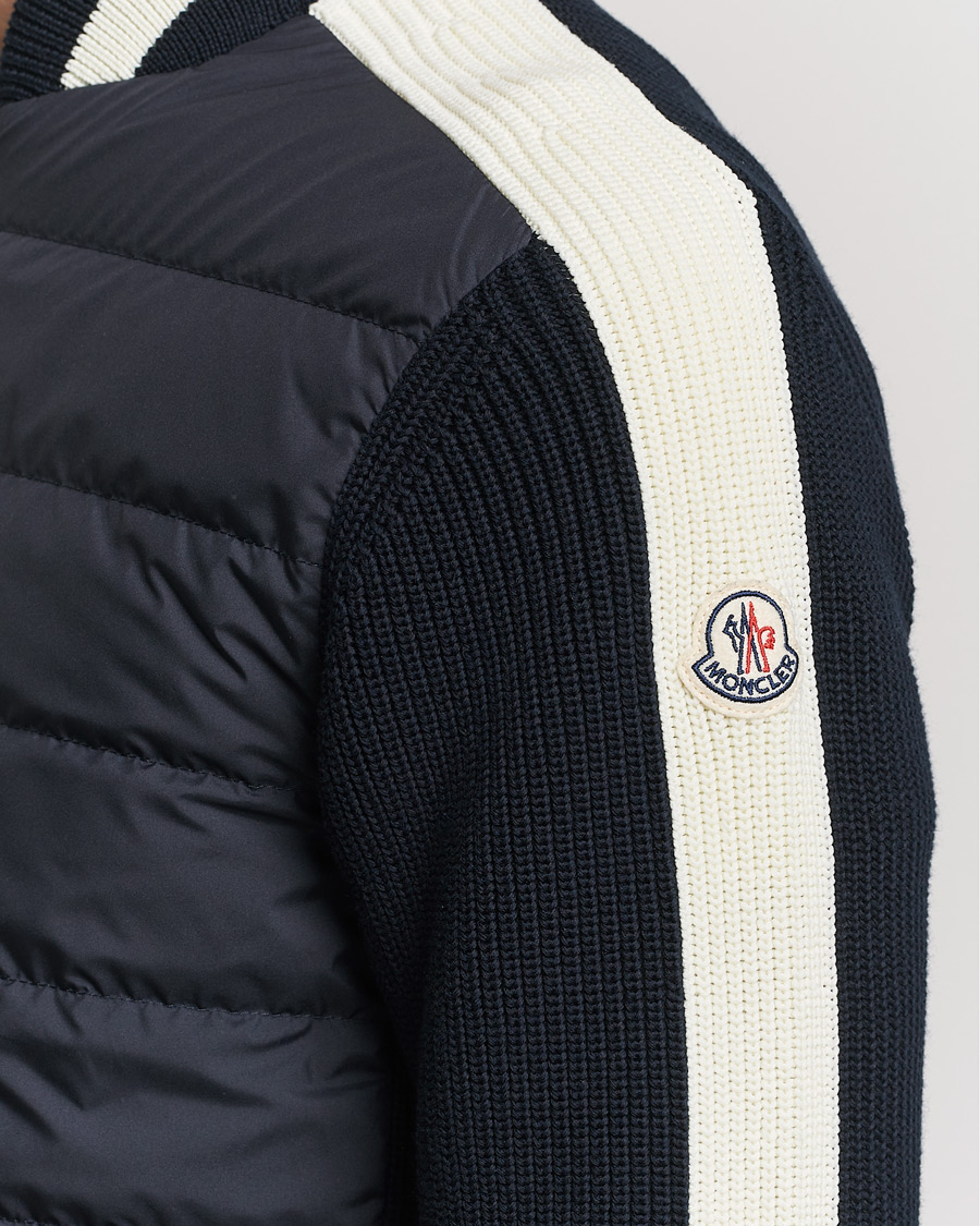 Herr | Tröjor | Moncler | Contrast Rib Padded Cardigan Navy