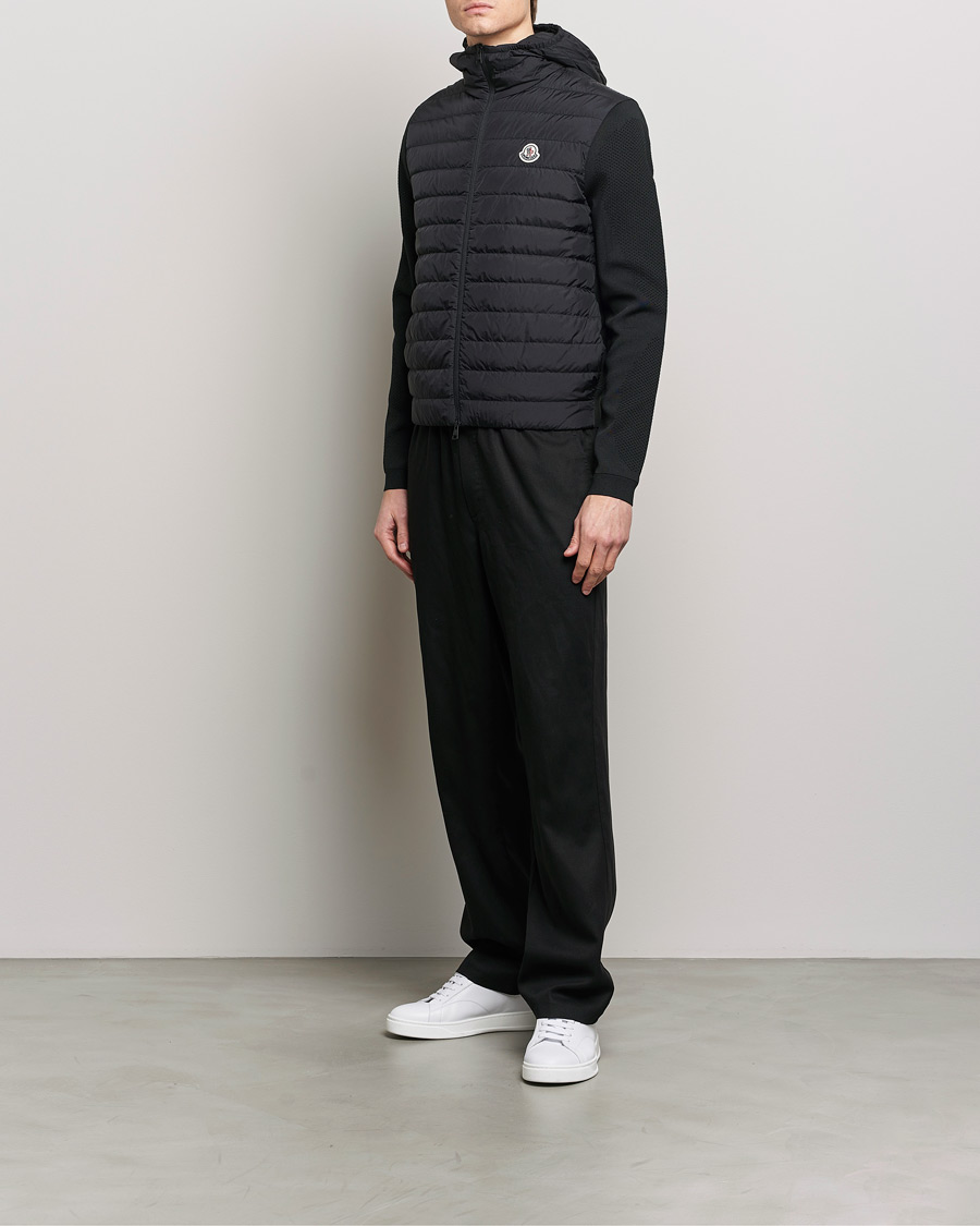 Herr | Tröjor | Moncler | Hooded Hybrid Zip Cardigan Black