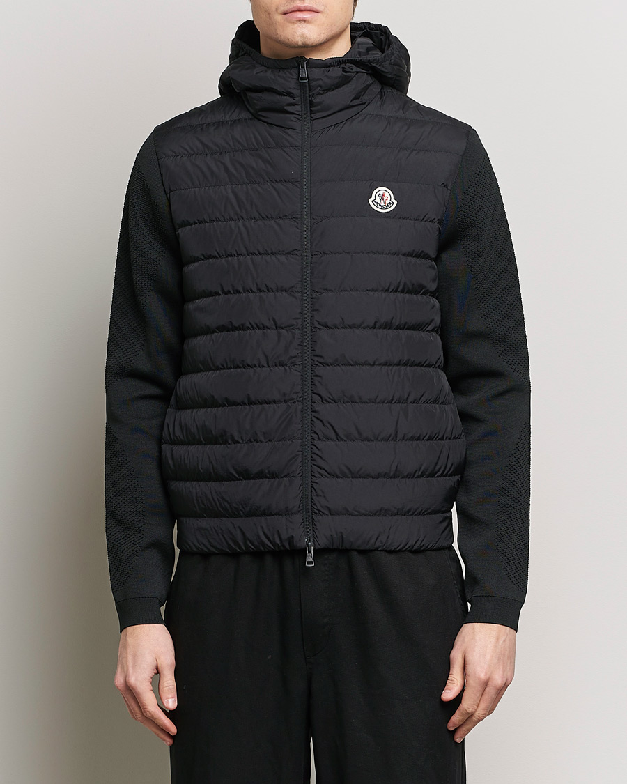 Herr | Luxury Brands | Moncler | Hooded Hybrid Zip Cardigan Black