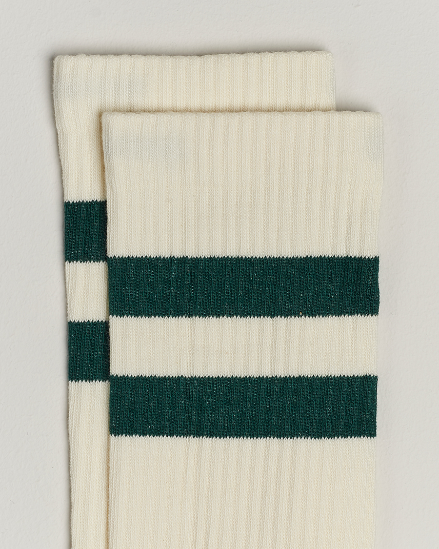 Herr |  | Sweyd | Two Stripe Cotton Socks White/Green