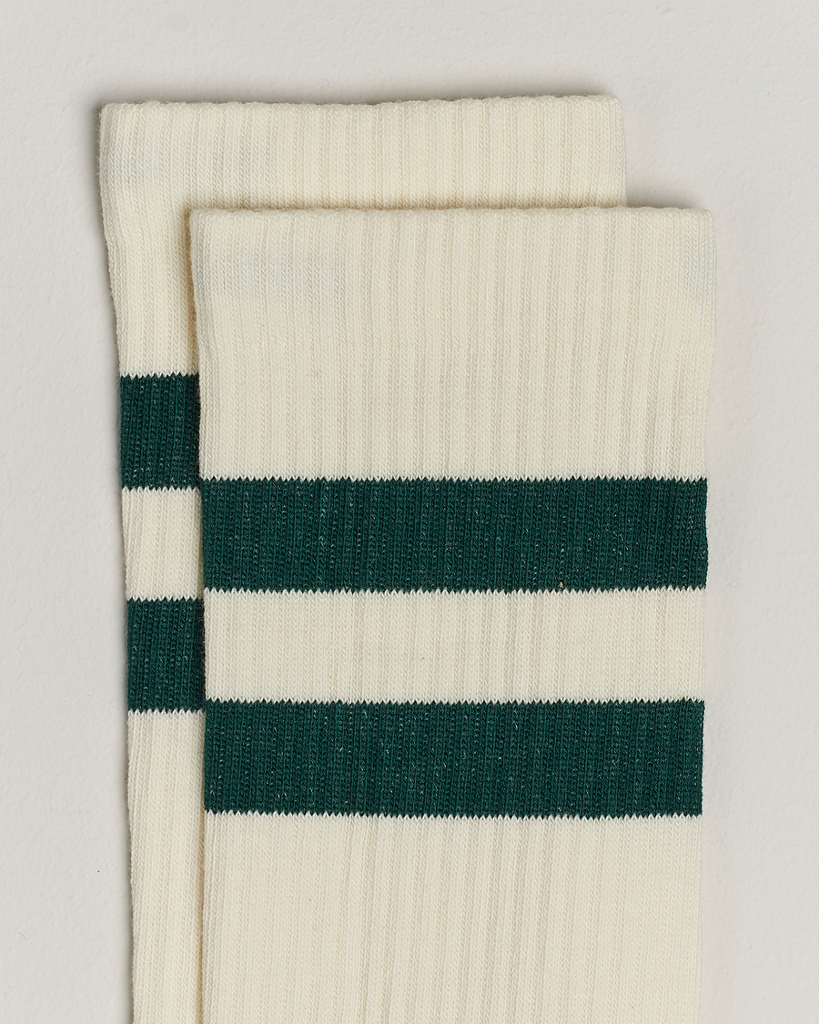 Herr | Contemporary Creators | Sweyd | Two Stripe Cotton Socks White/Green