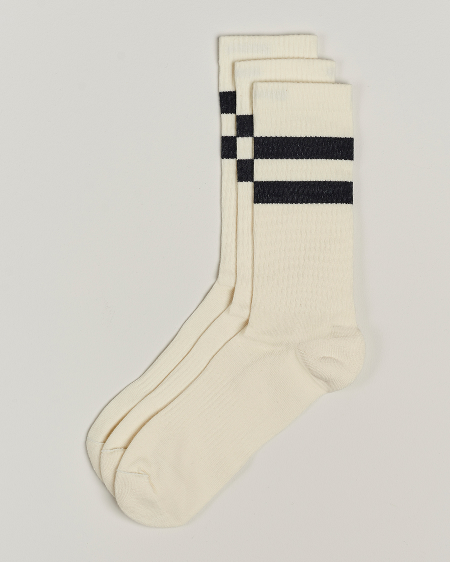 Herr | Underkläder | Sweyd | 3-Pack Two Stripe Cotton Socks White/Black