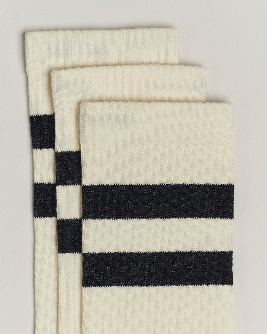 Herr | Underkläder | Sweyd | 3-Pack Two Stripe Cotton Socks White/Black