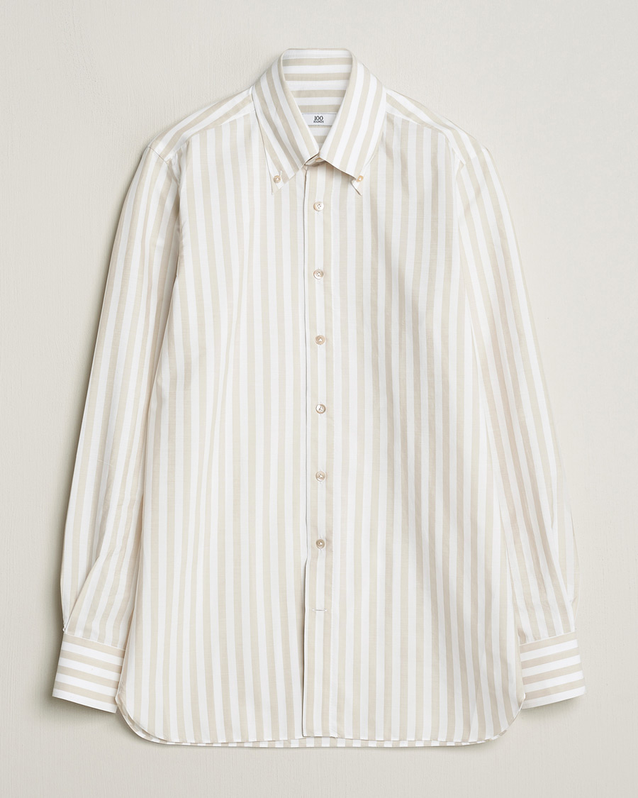 Herr |  | 100Hands | Striped Cotton Shirt Brown/White