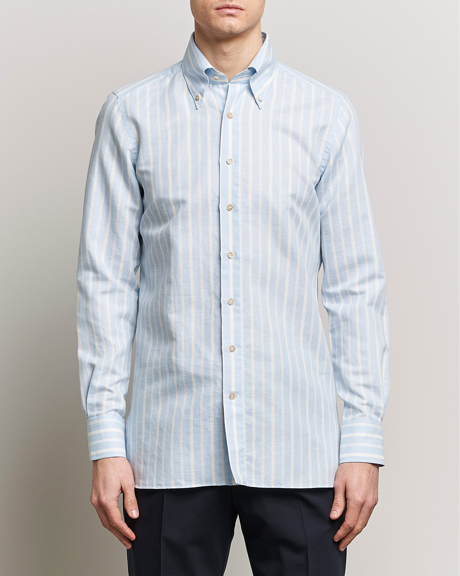 Herr | Stilsegment Formal | 100Hands | Cotton Striped Shirt Light Blue