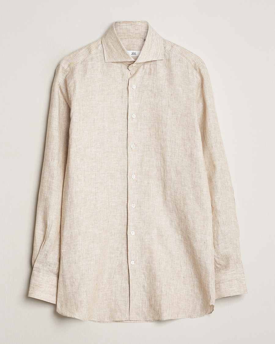 Herr | Skjortor | 100Hands | Striped Linen Shirt Brown