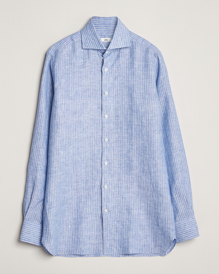 Herr | Skjortor | 100Hands | Striped Linen Shirt Navy