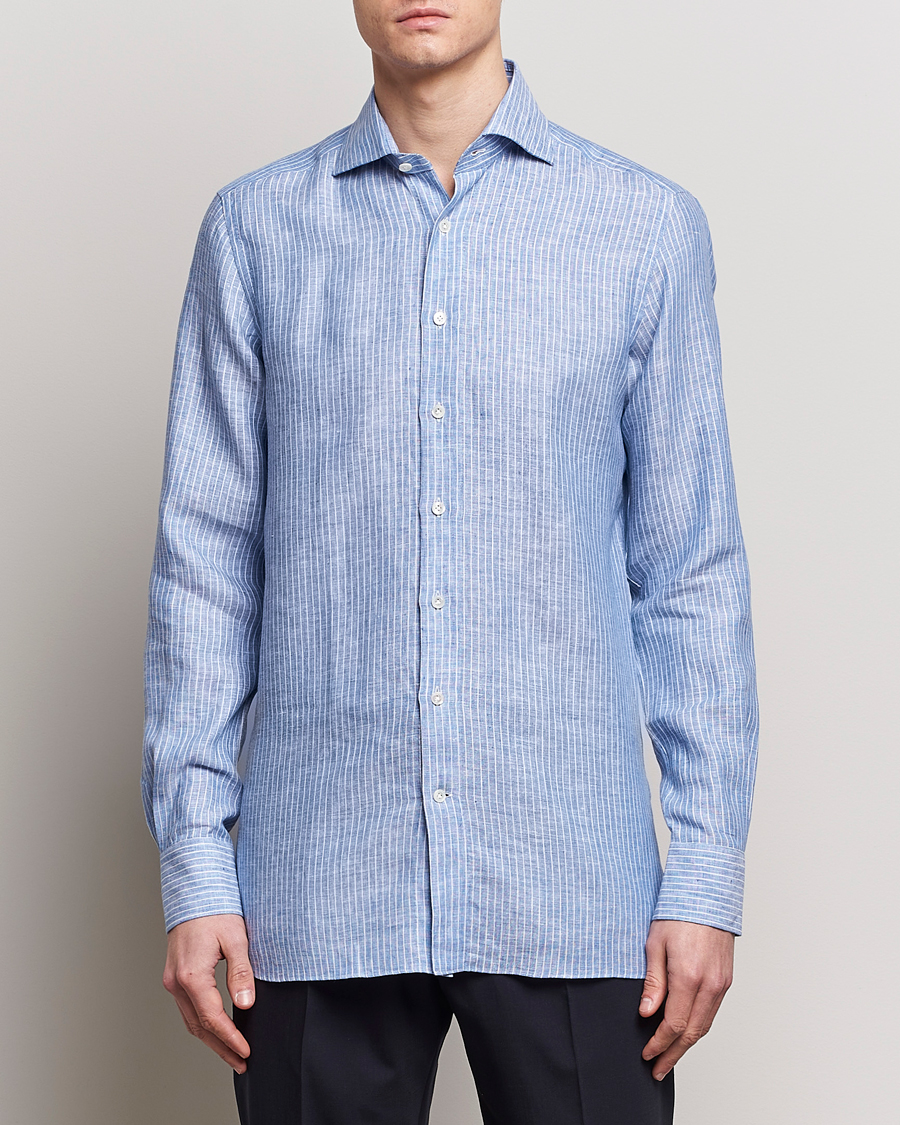 Herr | 100Hands | 100Hands | Striped Linen Shirt Navy