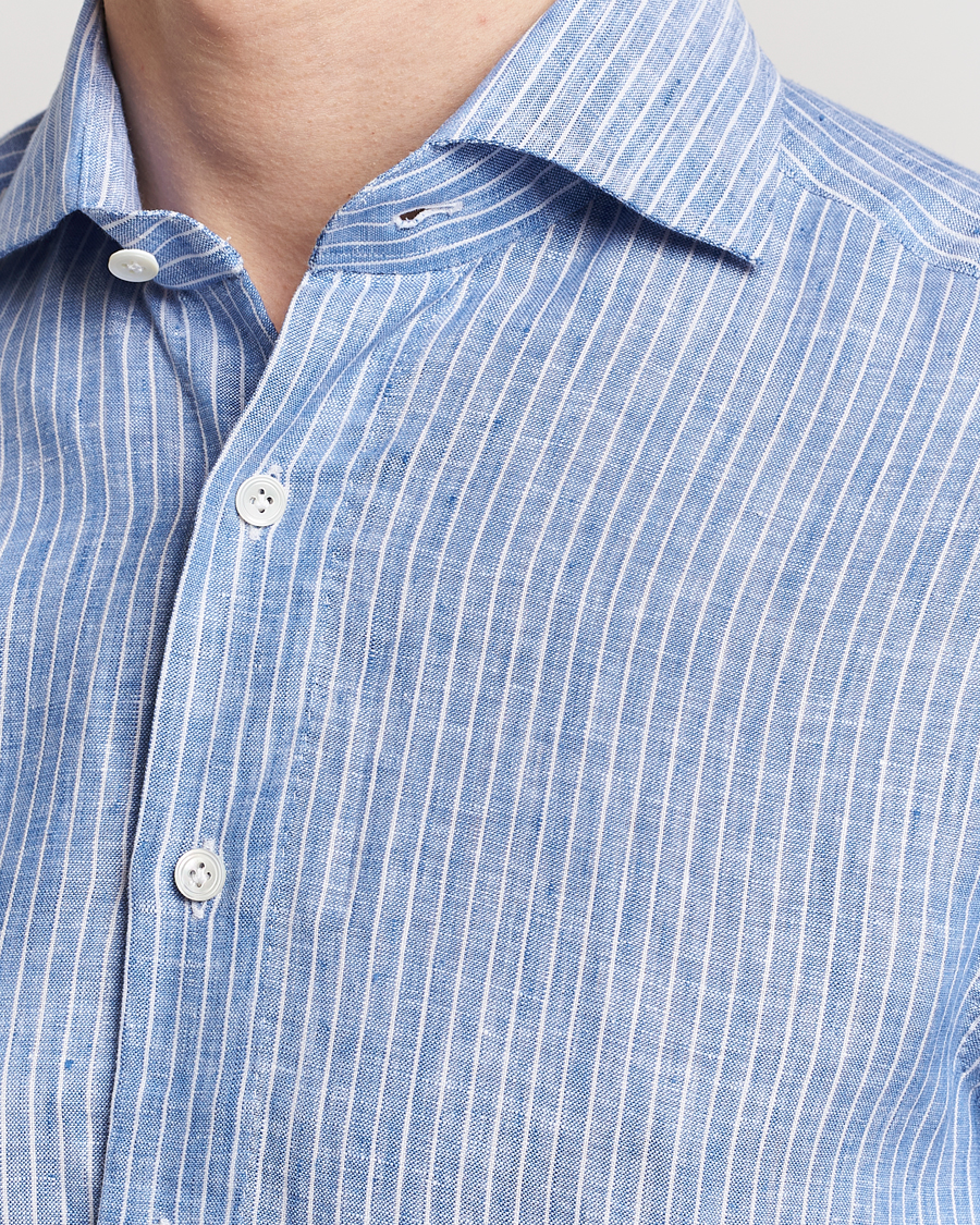 Herr | Skjortor | 100Hands | Striped Linen Shirt Navy