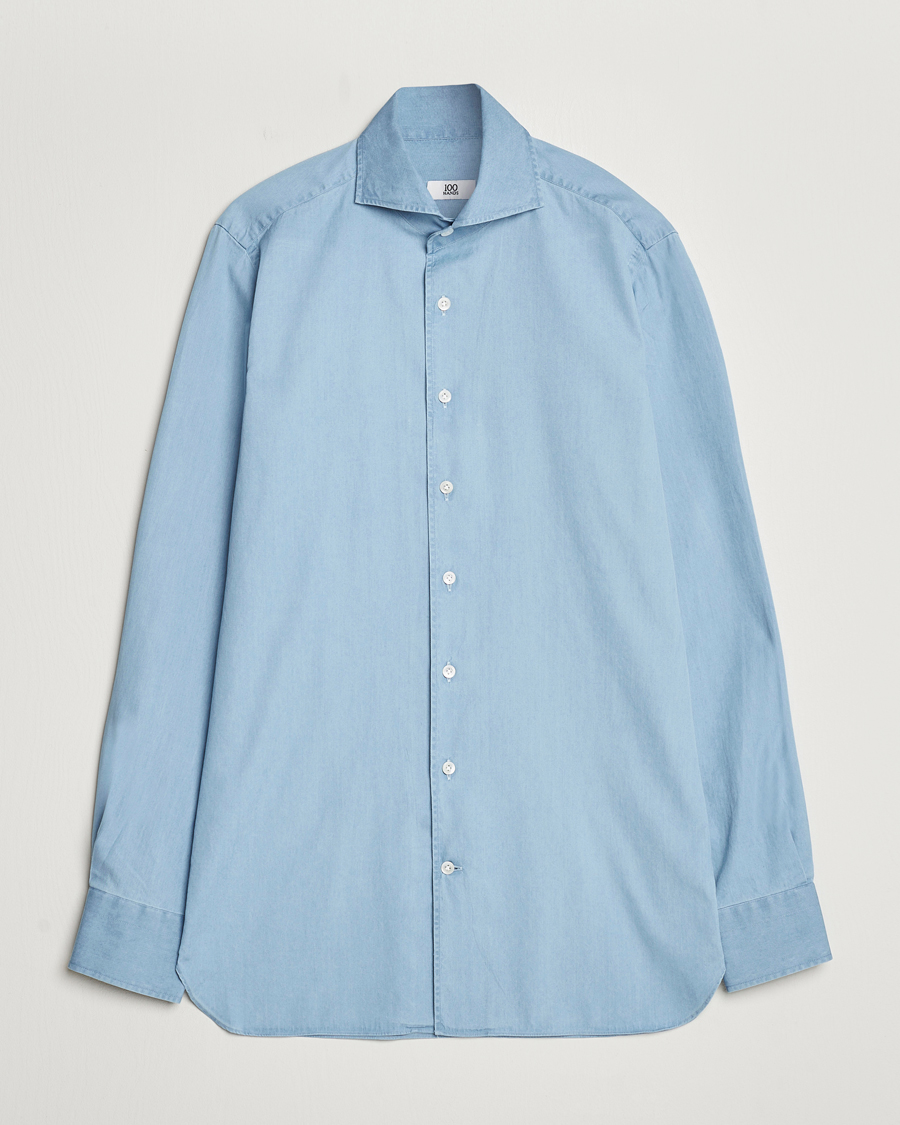 Herr | Skjortor | 100Hands | Ice Wash Denim Shirt Light Blue