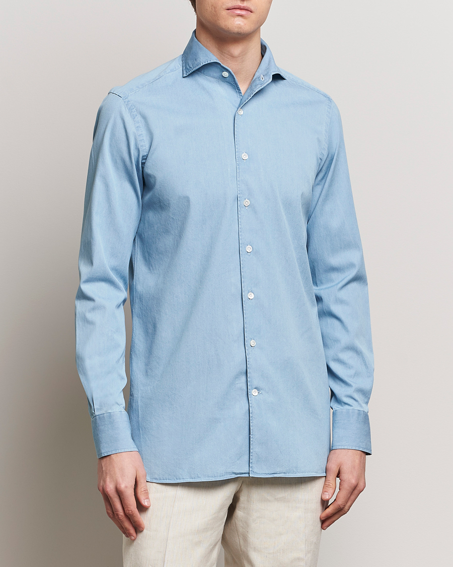 Herr | Casual | 100Hands | Ice Wash Denim Shirt Light Blue