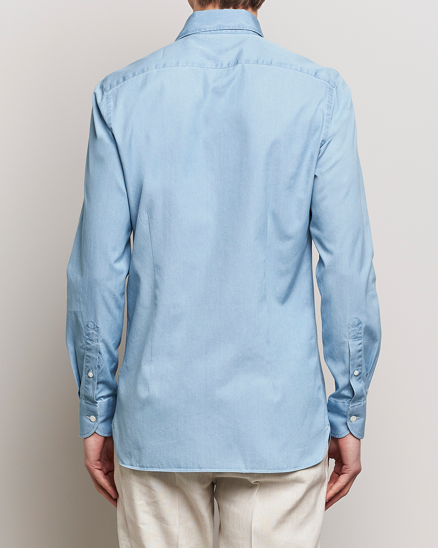Herr | Skjortor | 100Hands | Ice Wash Denim Shirt Light Blue