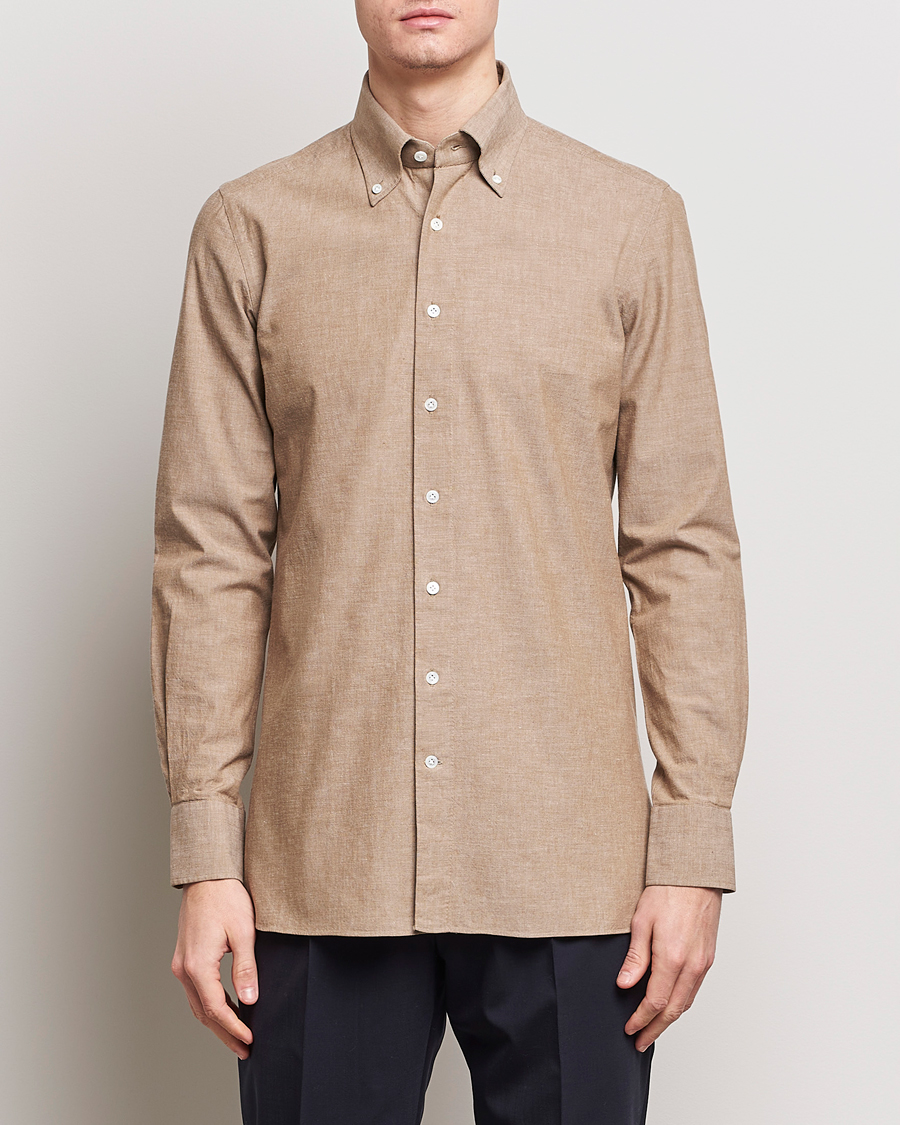 Herr | Jeansskjortor | 100Hands | Japanese Chambray Shirt Brown