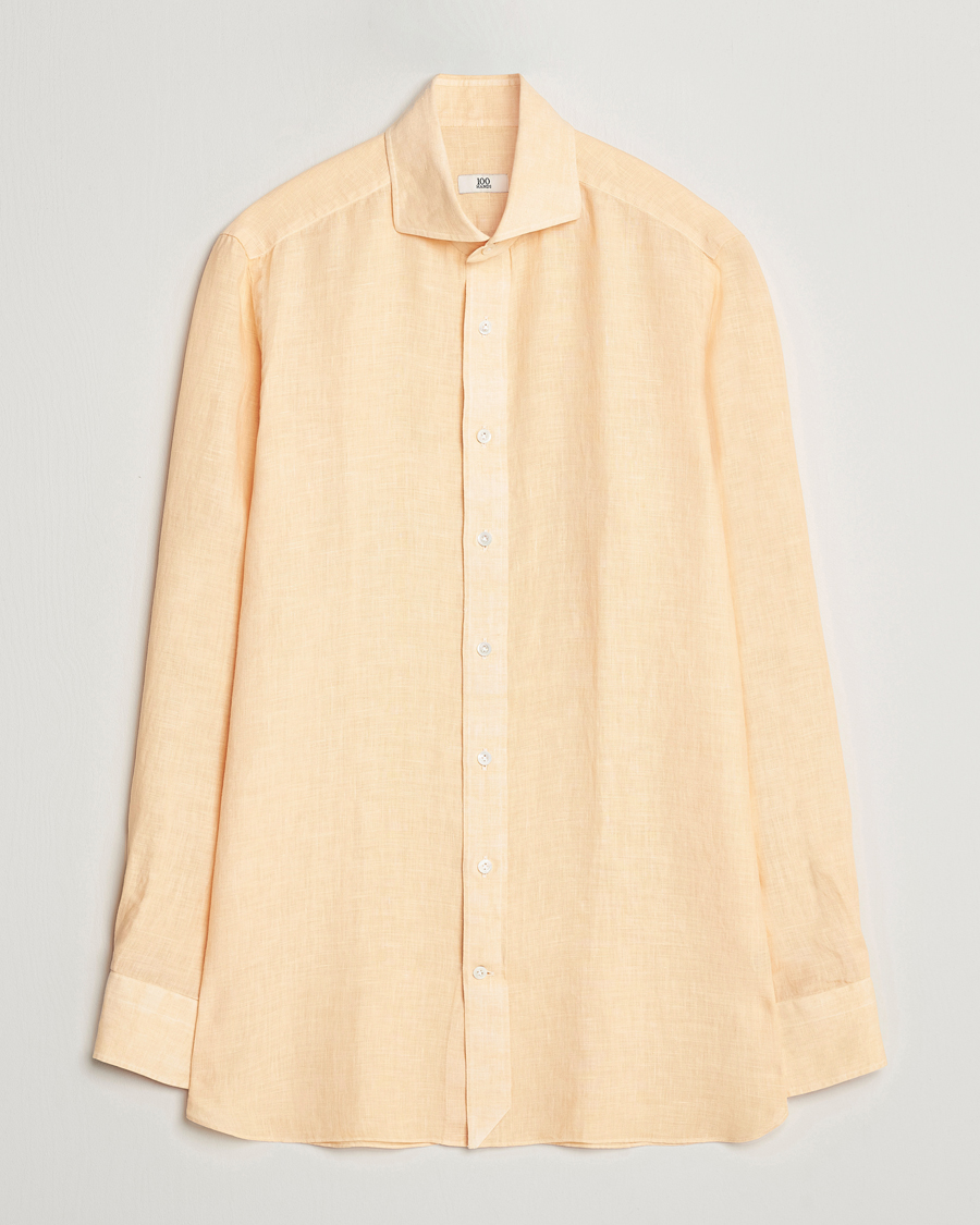 Herr | Skjortor | 100Hands | Natural Stone Washed Linen Shirt Peach