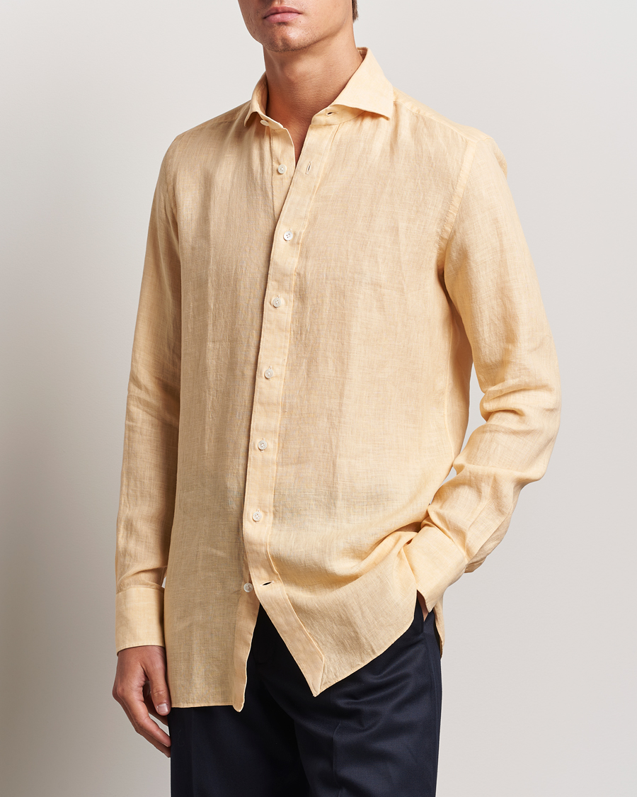 Herr | Skjortor | 100Hands | Natural Stone Washed Linen Shirt Peach