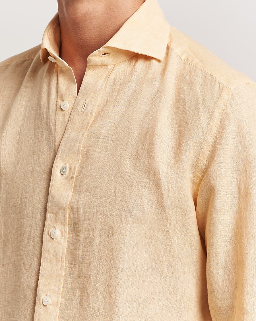 Herr | Skjortor | 100Hands | Natural Stone Washed Linen Shirt Peach