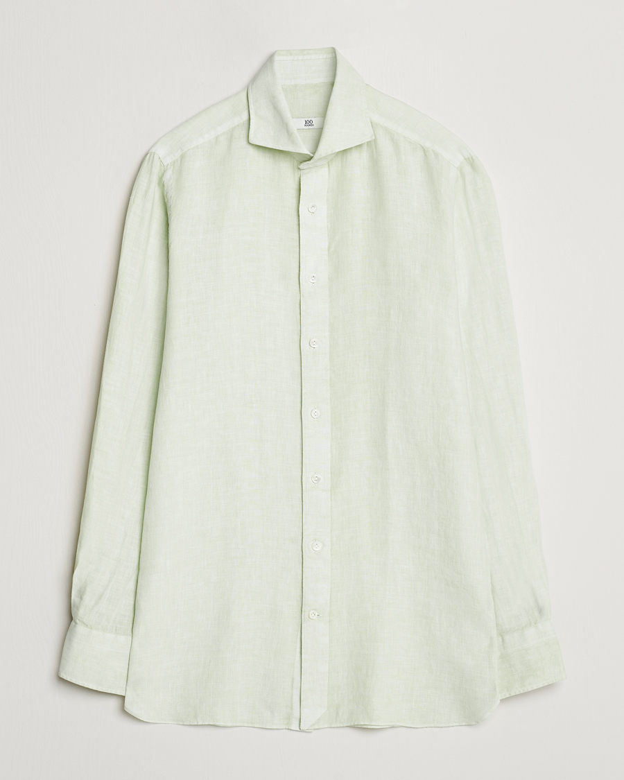 Herr | Skjortor | 100Hands | Natural Stone Washed Linen Shirt Sage
