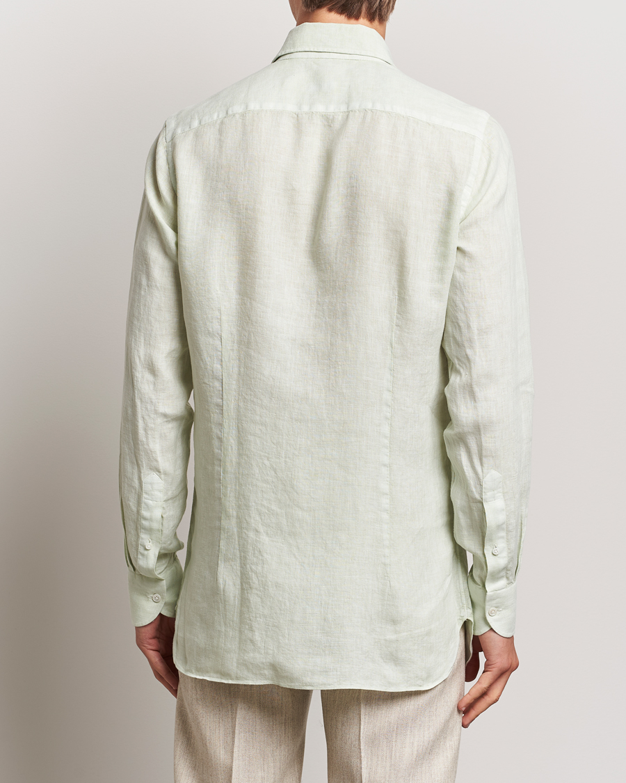 Herr | Skjortor | 100Hands | Natural Stone Washed Linen Shirt Sage