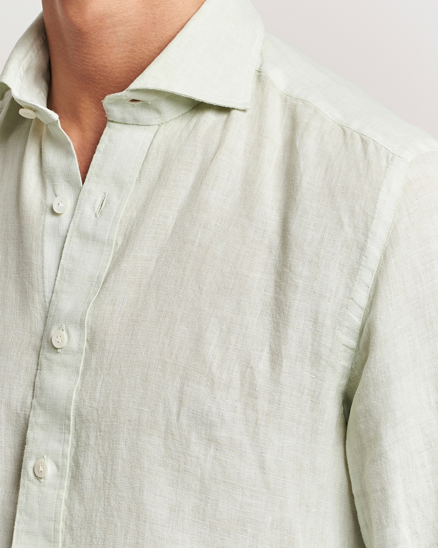 Herr | Skjortor | 100Hands | Natural Stone Washed Linen Shirt Sage