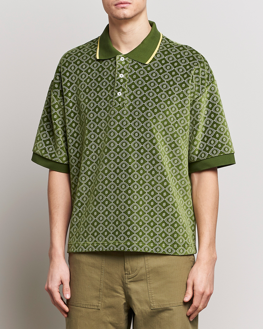 Herre |  | Drôle de Monsieur | Short Sleeve Monogram Polo Green