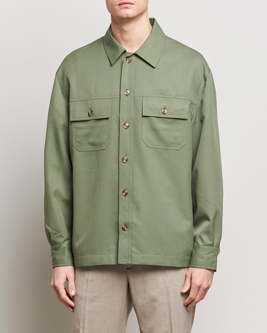 Herr | Avdelningar | Drôle de Monsieur | Wool Overshirt Khaki