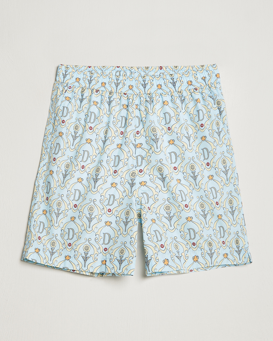 Herr | Badbyxor | Drôle de Monsieur | Ornaments Swim Shorts Light Blue
