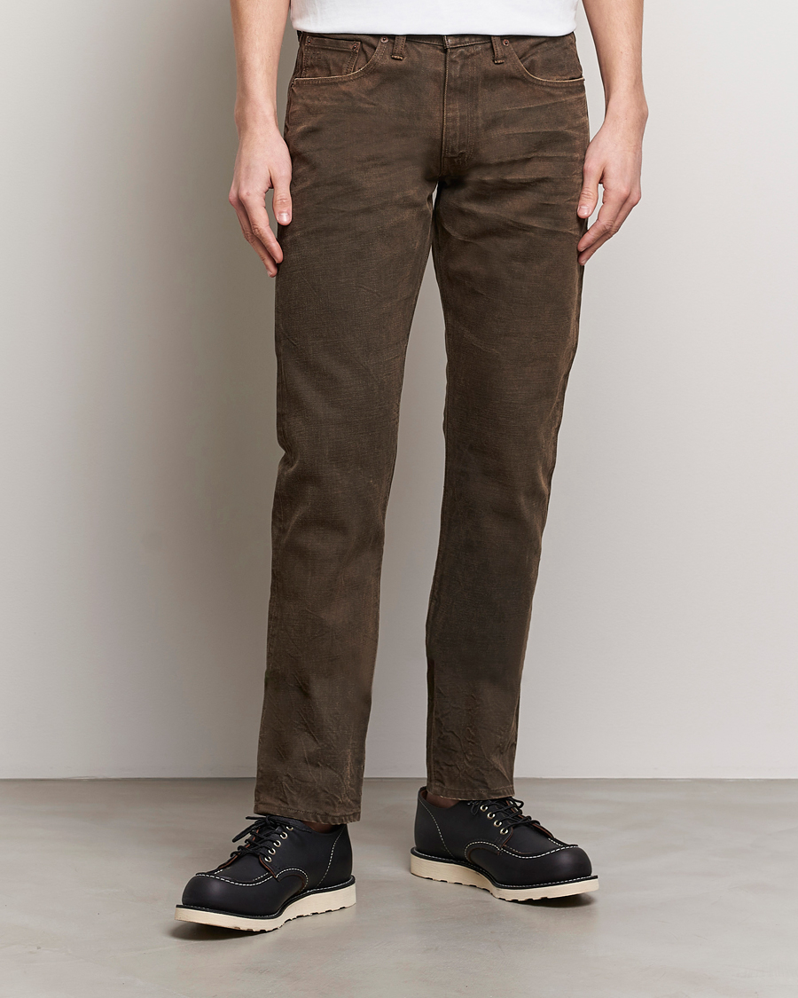 Herr | RRL | RRL | Slim Fit 5-Pocket Denim Distressed Brown Wash