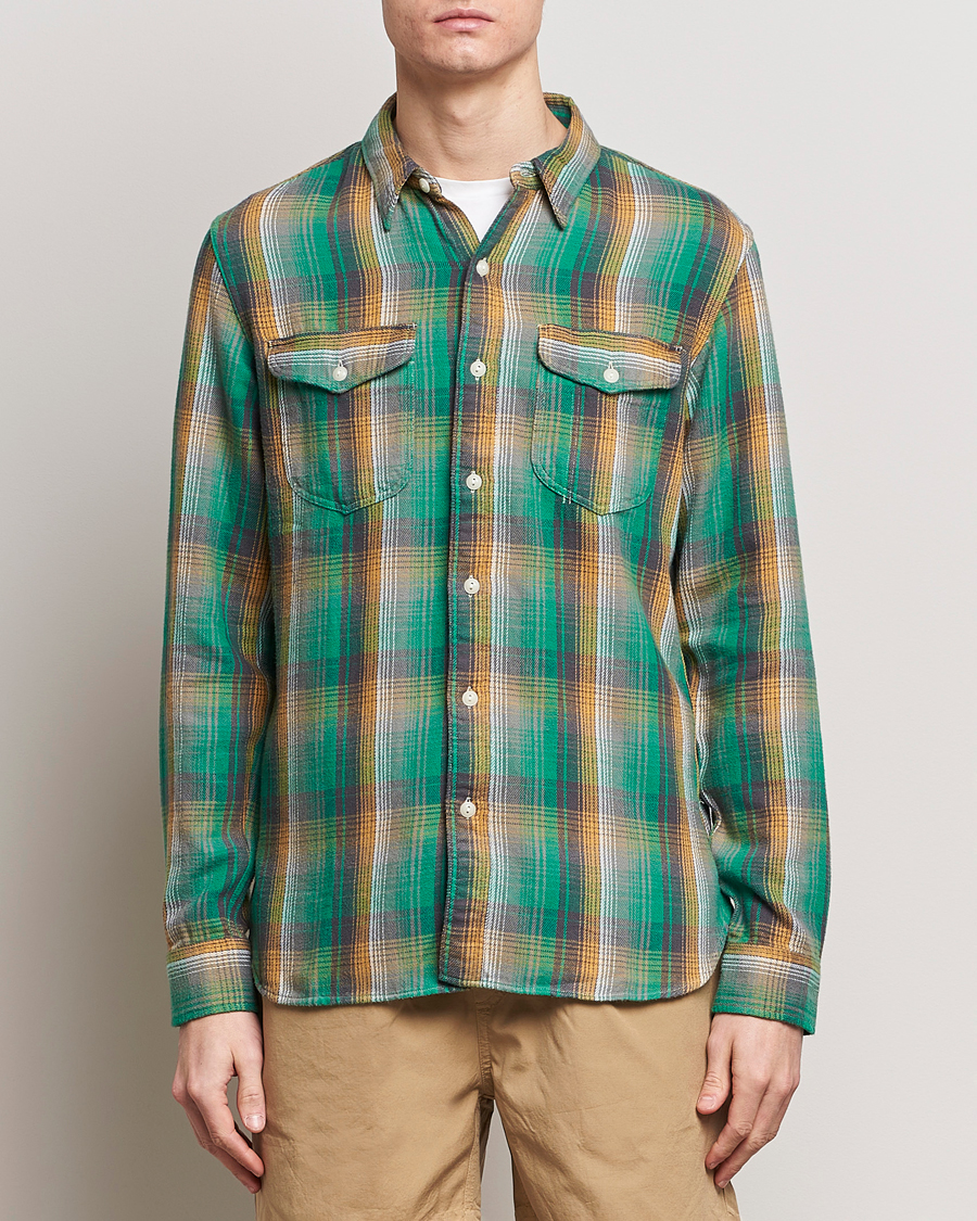 Herr | RRL | RRL | Preston Double Pocket Shirt Green/Yellow