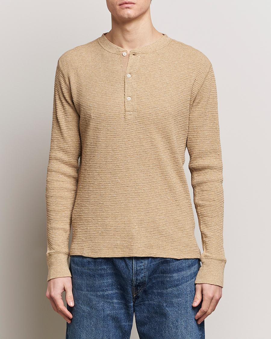 Herr | Tröjor | RRL | Long Sleeve Henley Tan Heather