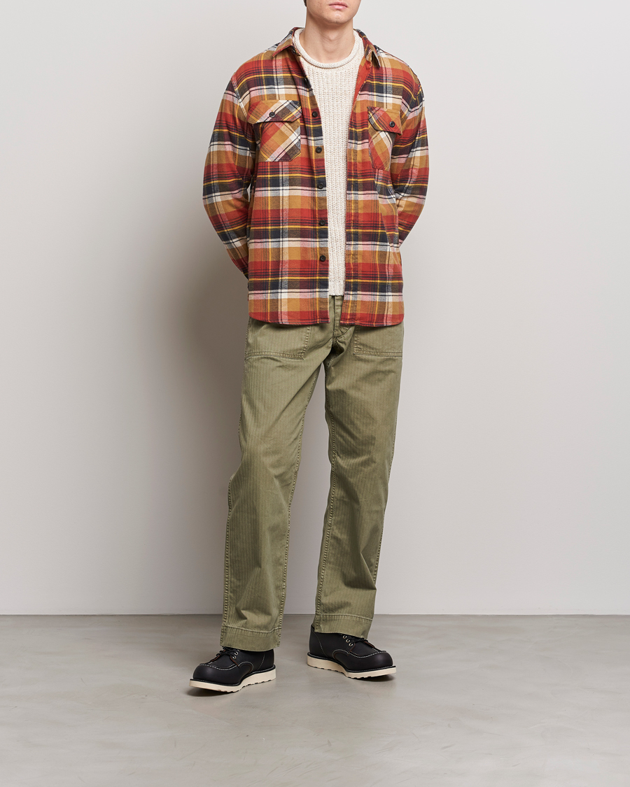 Herr | Skjortor | Pendleton | Burnside Flannel Shirt Tan/Red Plaid